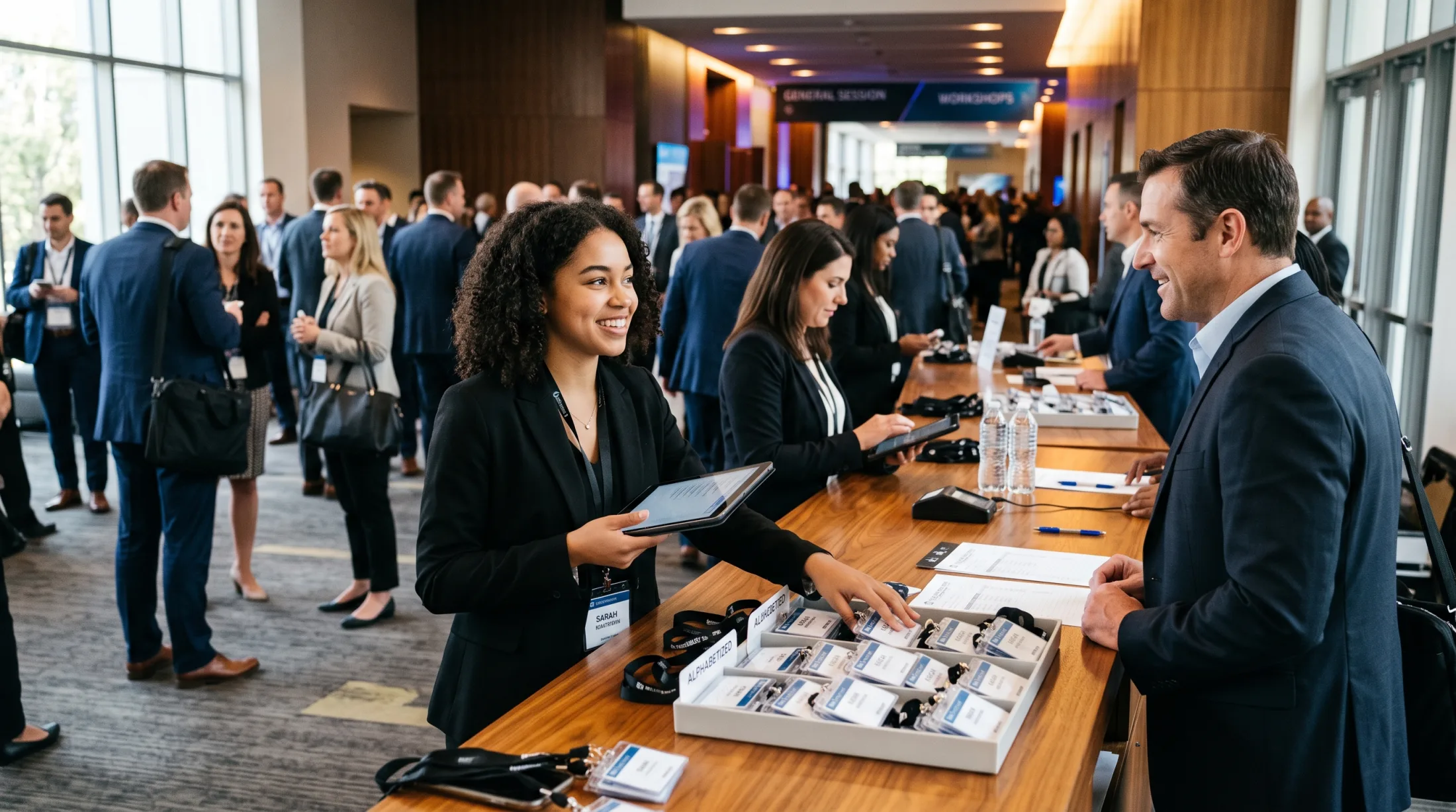Corporate event internship experience supporting guest registration and check-in