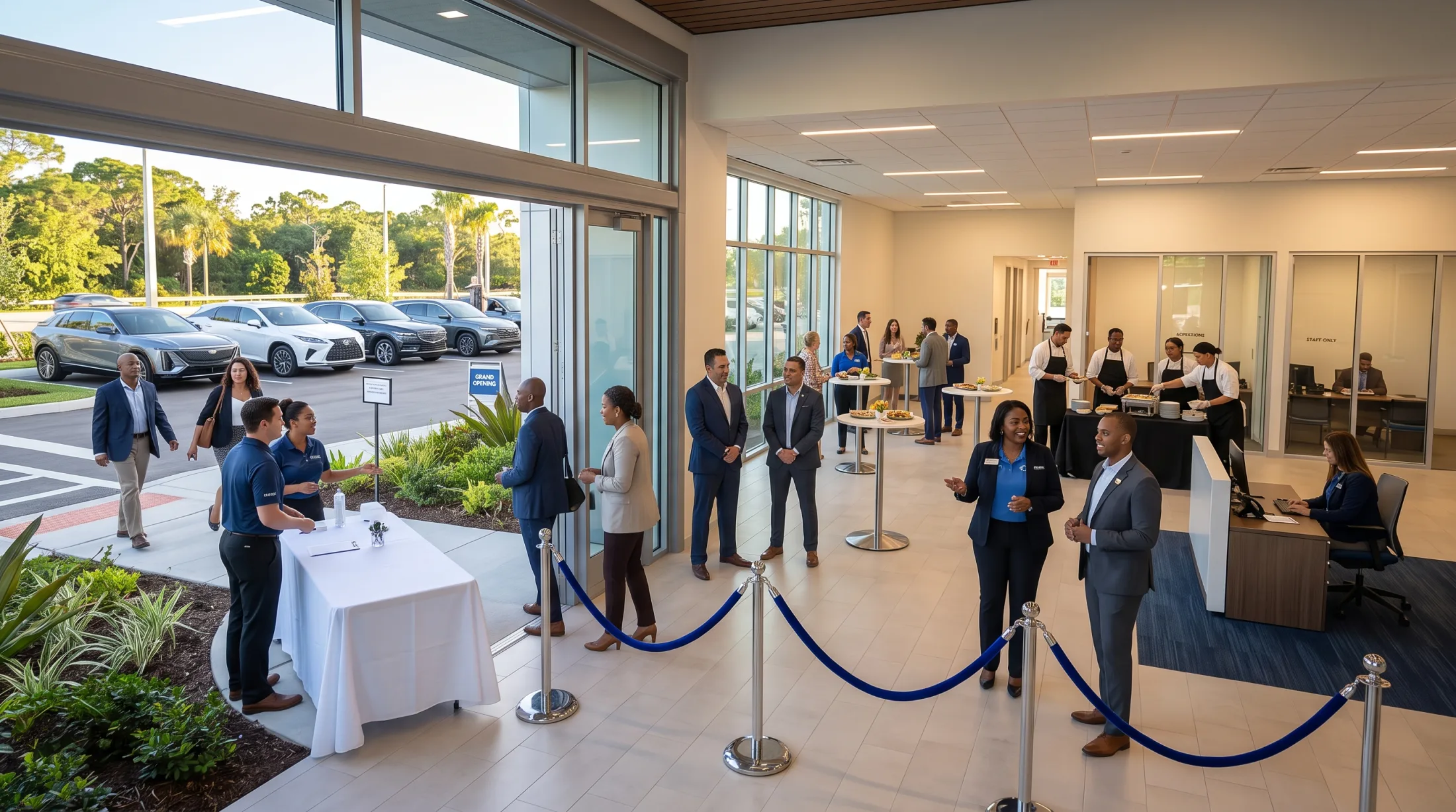 Secure guest flow coordinated for a bank or credit union branch opening in Lyons (60546), Illinois