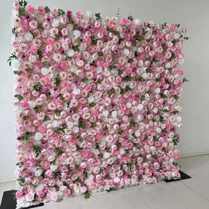 Pink rose flower wall styling for a private event