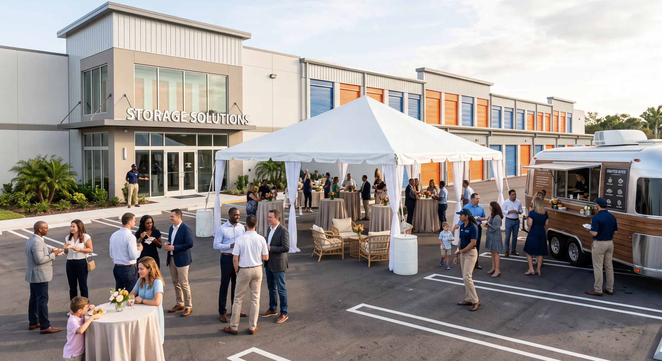 Community celebration at a self-storage grand opening event in Floydada, Texas